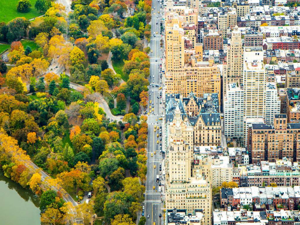 El increíble contraste de la parte urbana y el Central Park otoñal de Nueva York