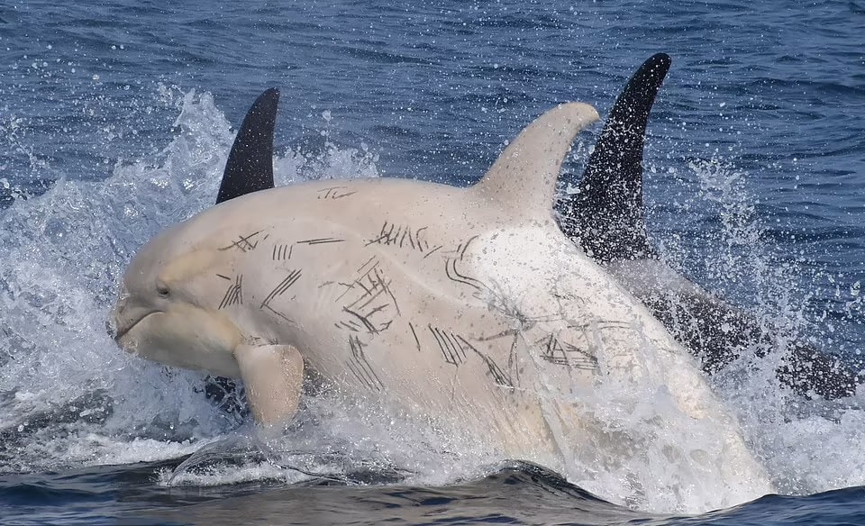 La Extraña Belleza De Dos Orcas Blancas Nadando Junto A Su Manada