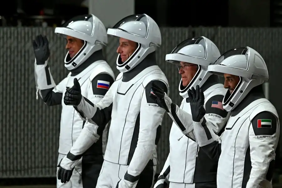 Los cuatro miembros de la misión SpaceX Dragon Crew-6 el 1 de marzo de 2023